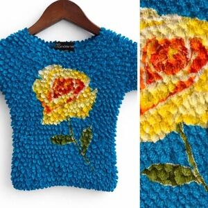 Vintage Y2K Popcorn Crinkle Baby Tee/Crop/Cropped Baby Fit Top, One Size (XS-M)